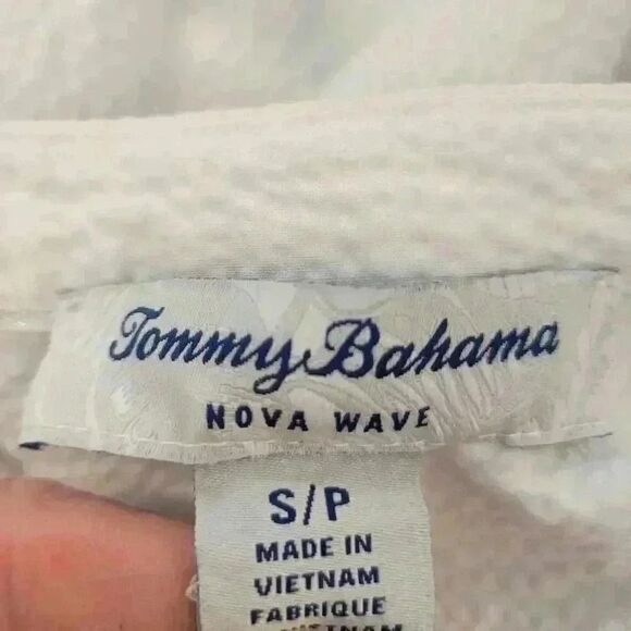 Tommy Bahama Nova Wave Women's White Cotton Seersucker V-Neck Puffy Short Sleeve - Picture 13 of 14